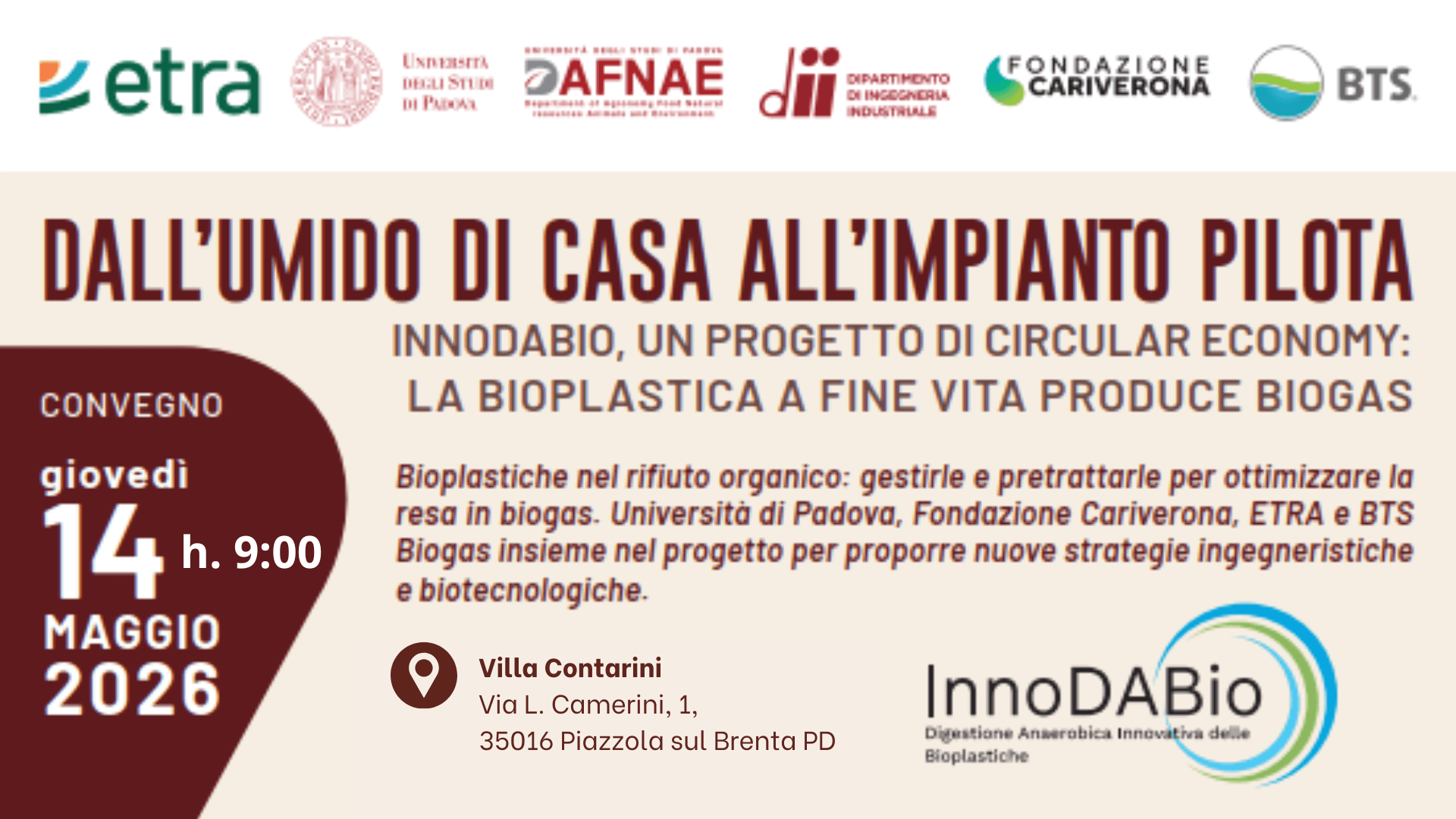 Featured image for “CONVEGNO FINALE DEL PROGETTO INNODABIO – Dall’umido di casa all’impianto pilota: la bioplastica a fine vita produce gas”